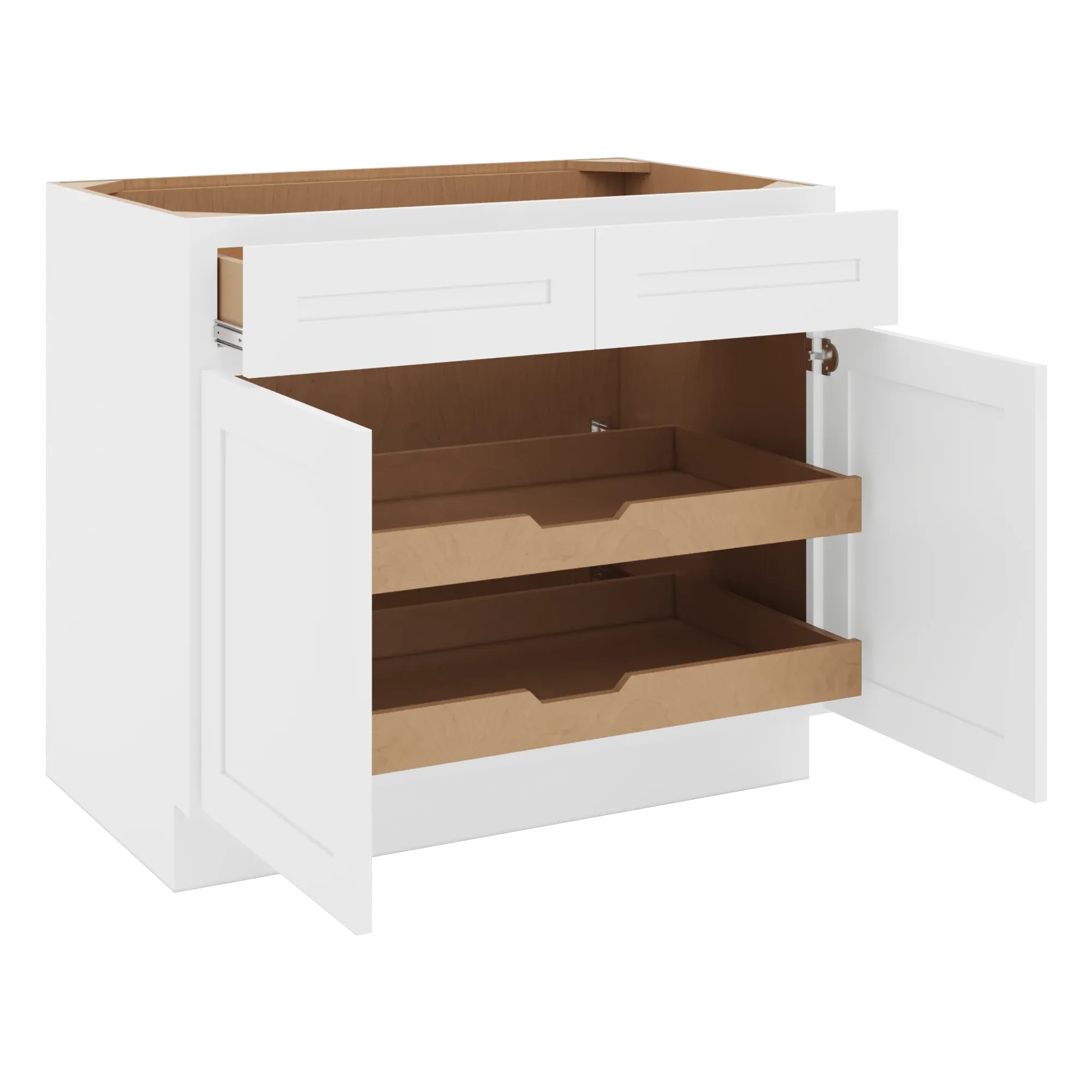 cnc luxor 5 piece white 39 w 2 drawer double door base cabinet w 2 pullout shelf