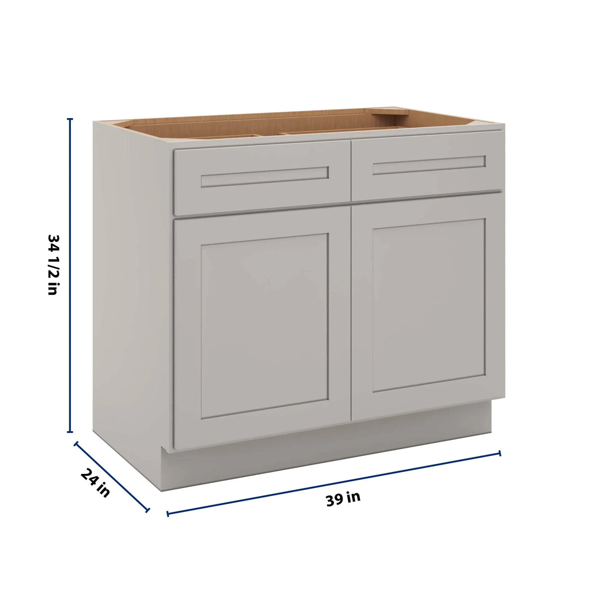 CNC Luxor 5-Piece Misty Grey 39" W 2 Drawer Double Door Base Cabinet