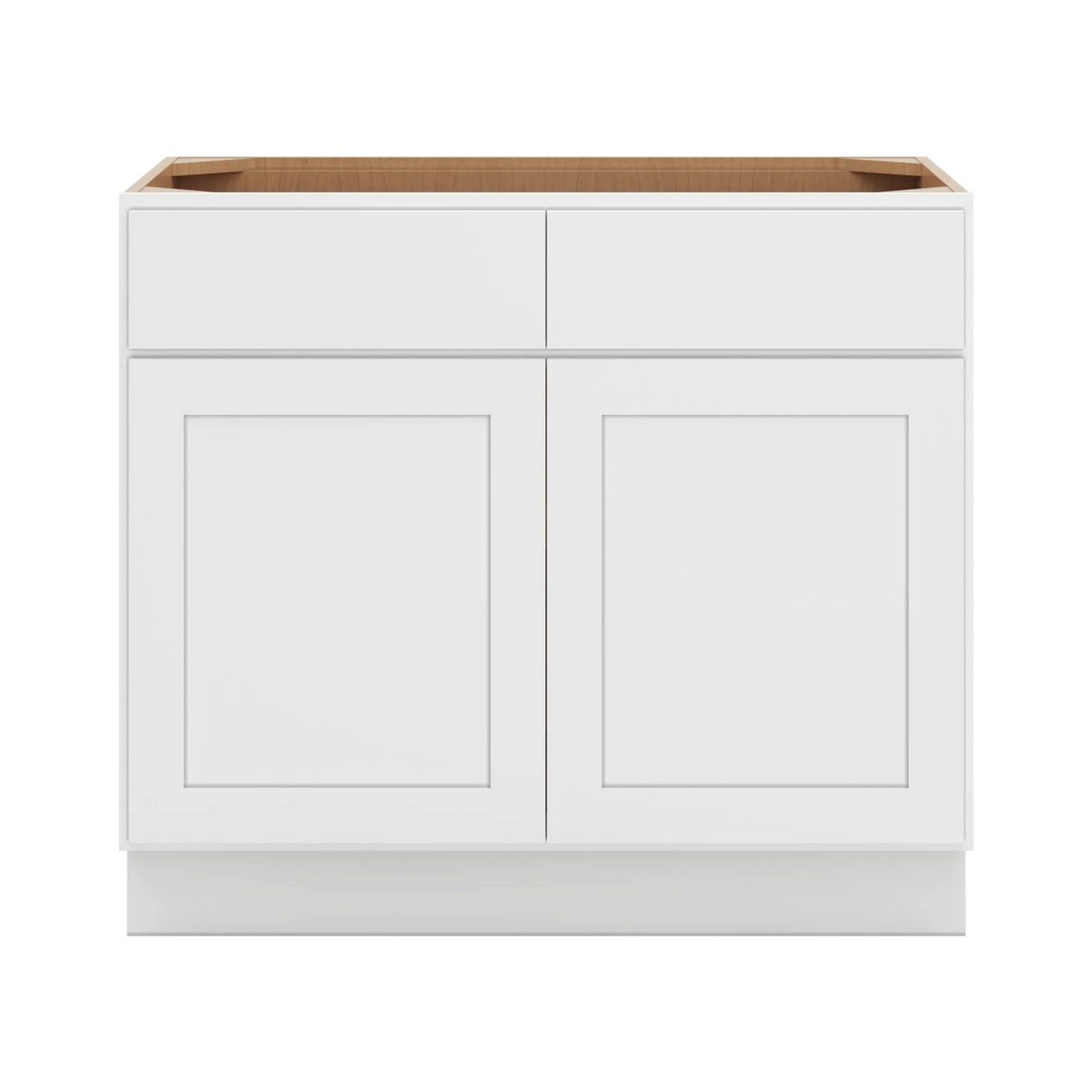 cnc luxor white 39 w 2 drawer double door base cabinet
