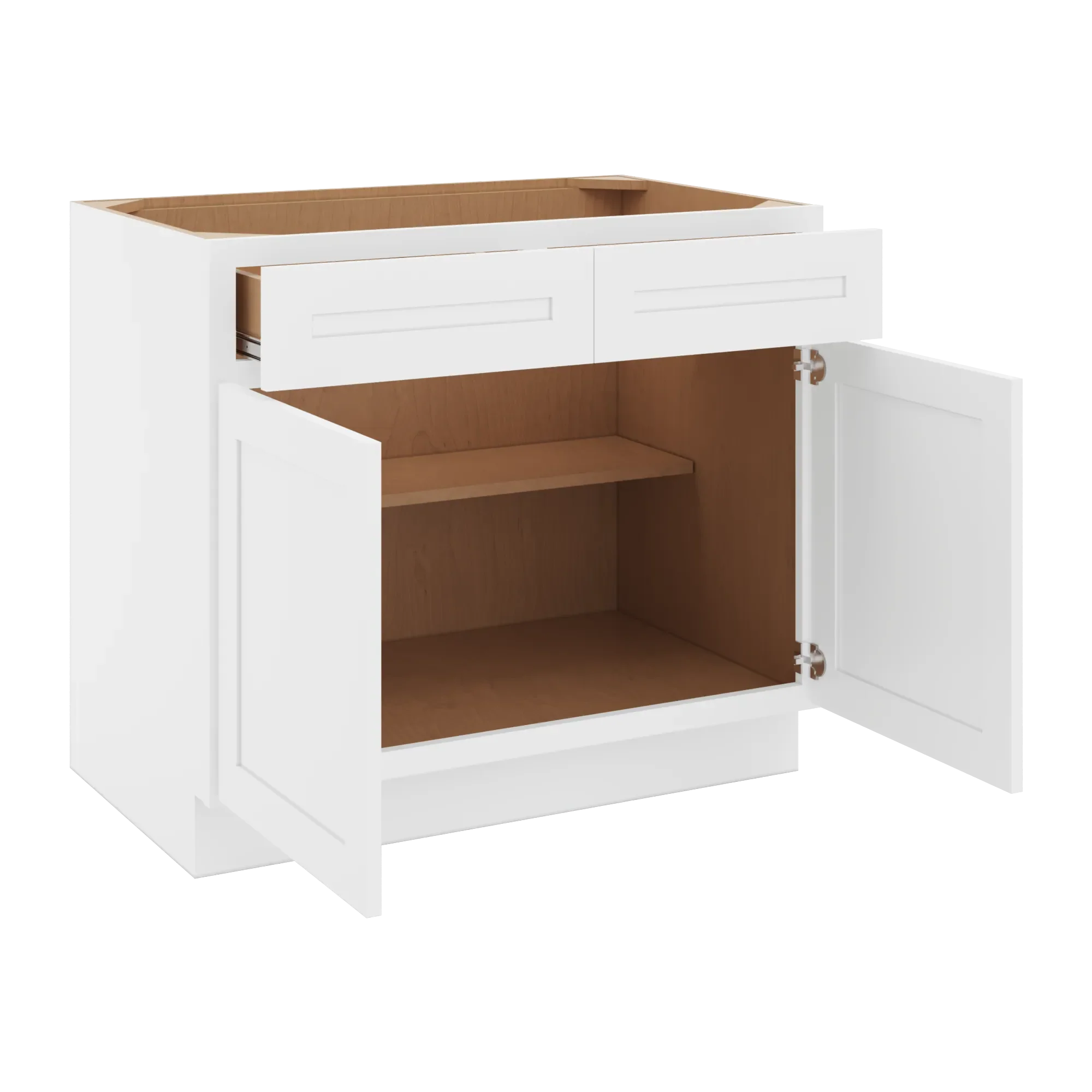 cnc luxor 5 piece white 39 w 2 drawer double door base cabinet
