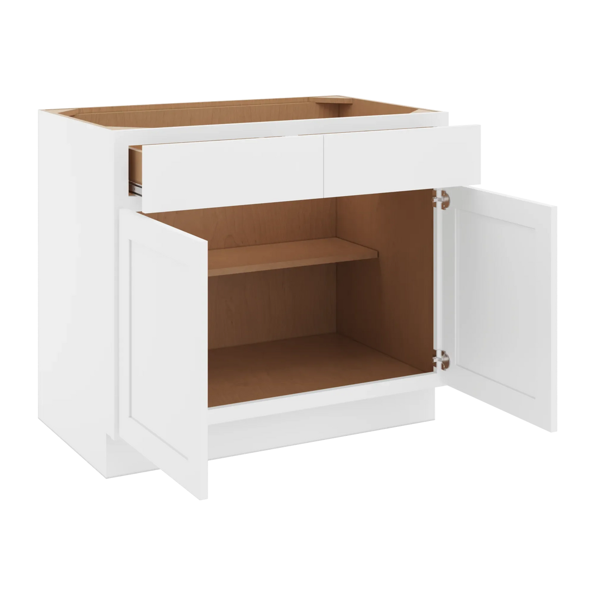 cnc luxor white 39 w 2 drawer double door base cabinet