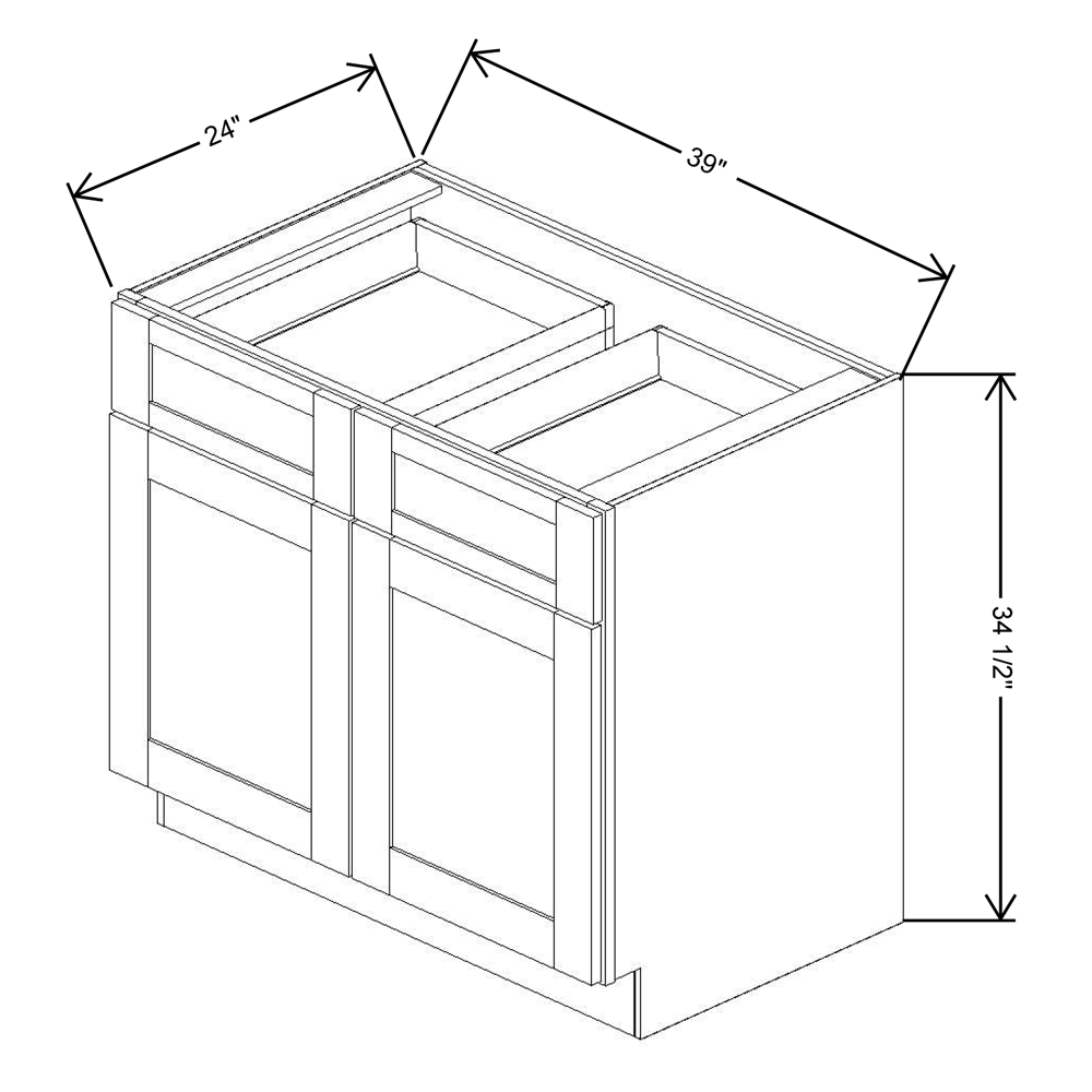 Fabuwood Quest Discovery Frost 39"W X 34 1/2"H Base Double Doors/Double Drawers 