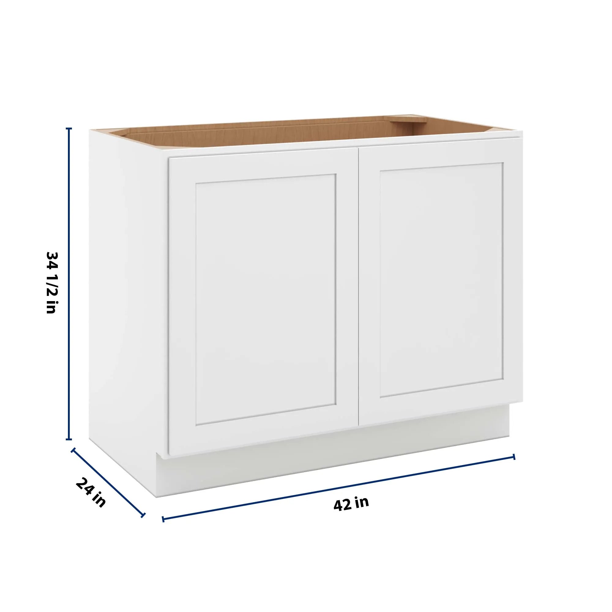 cnc luxor 5 piece white 42 w full height double door base cabinet w 1 pullout shelf