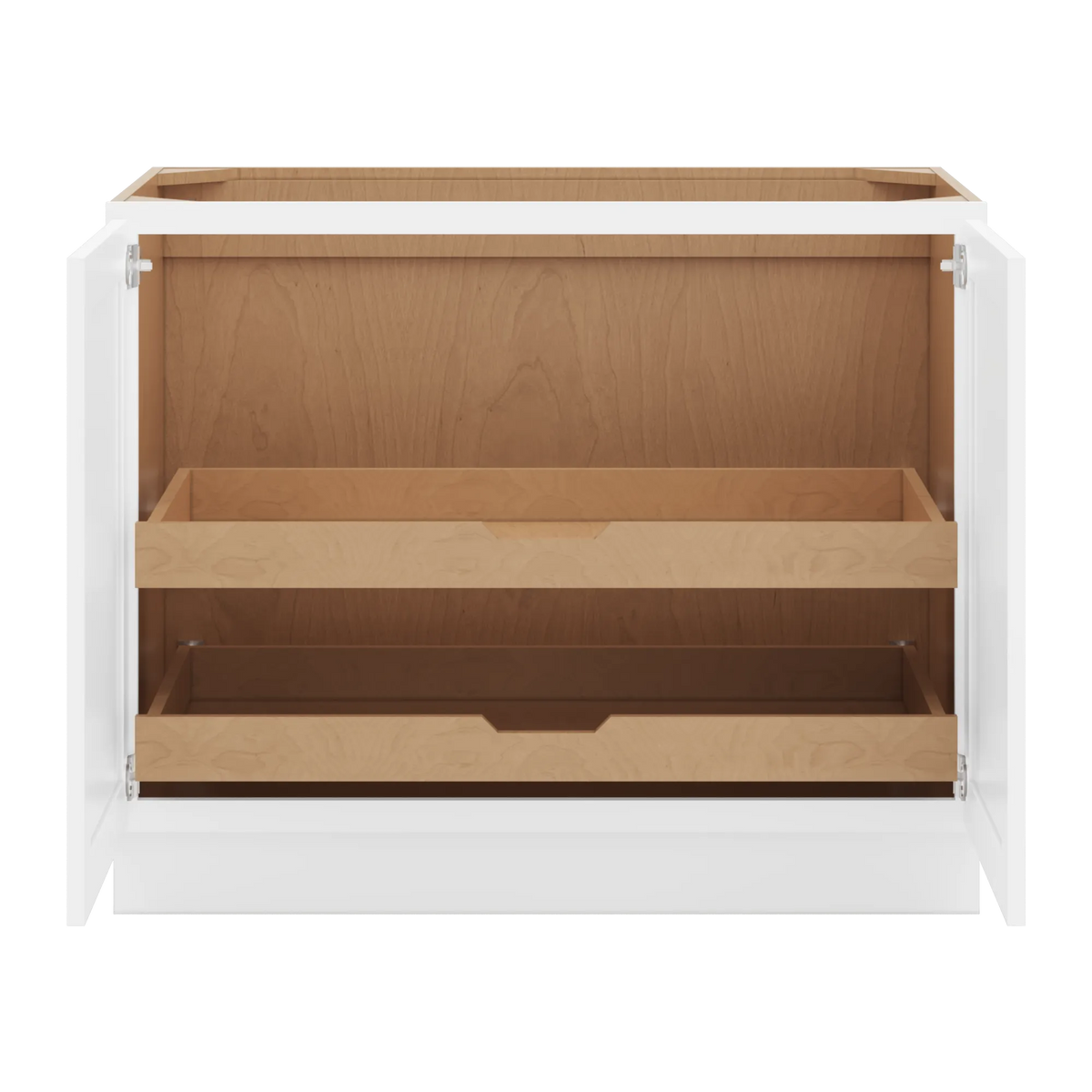cnc luxor white 42 w full height double door base cabinet w 2 pullout shelf