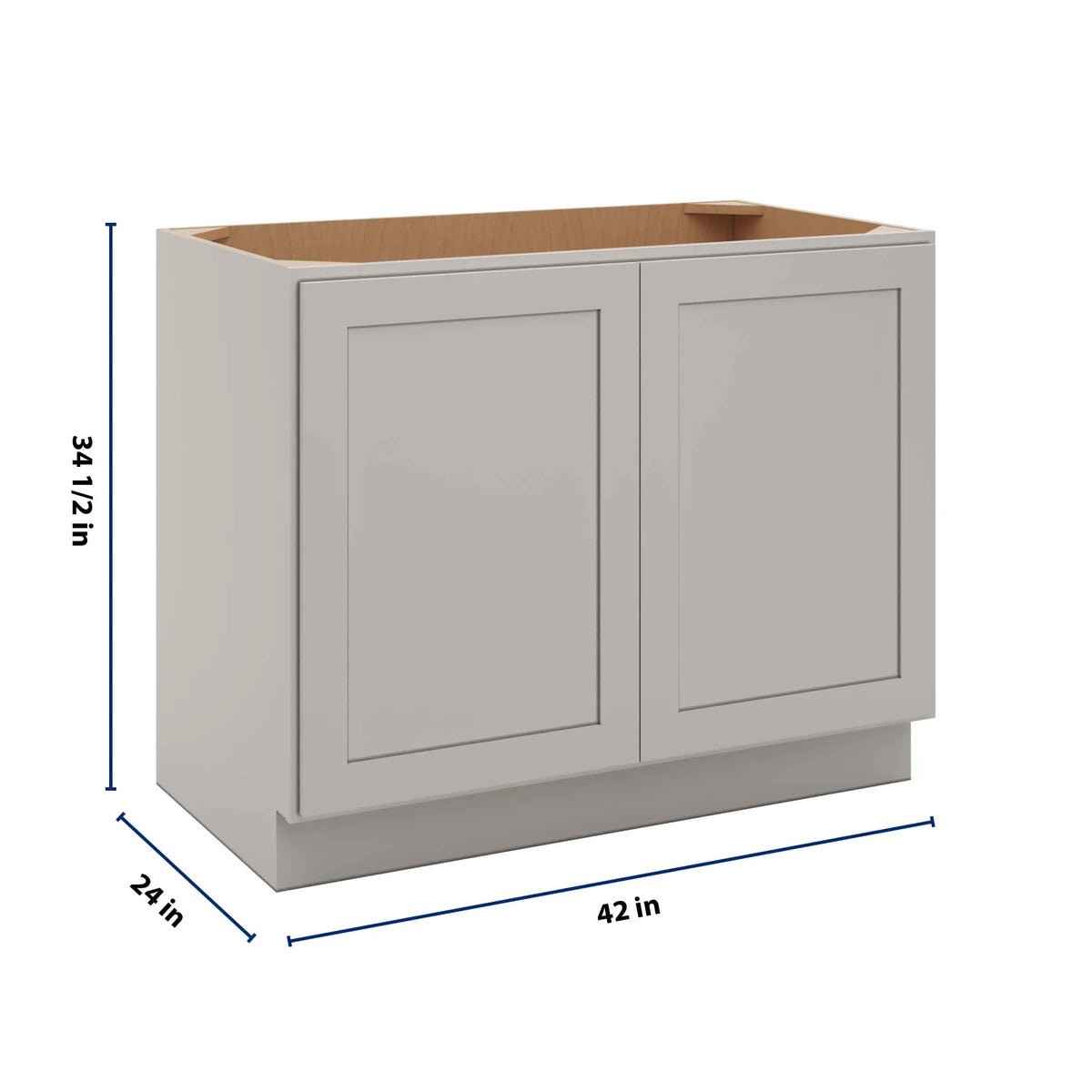 CNC Luxor 5-Piece Misty Grey 42" W Full Height Double Door Base Cabinet