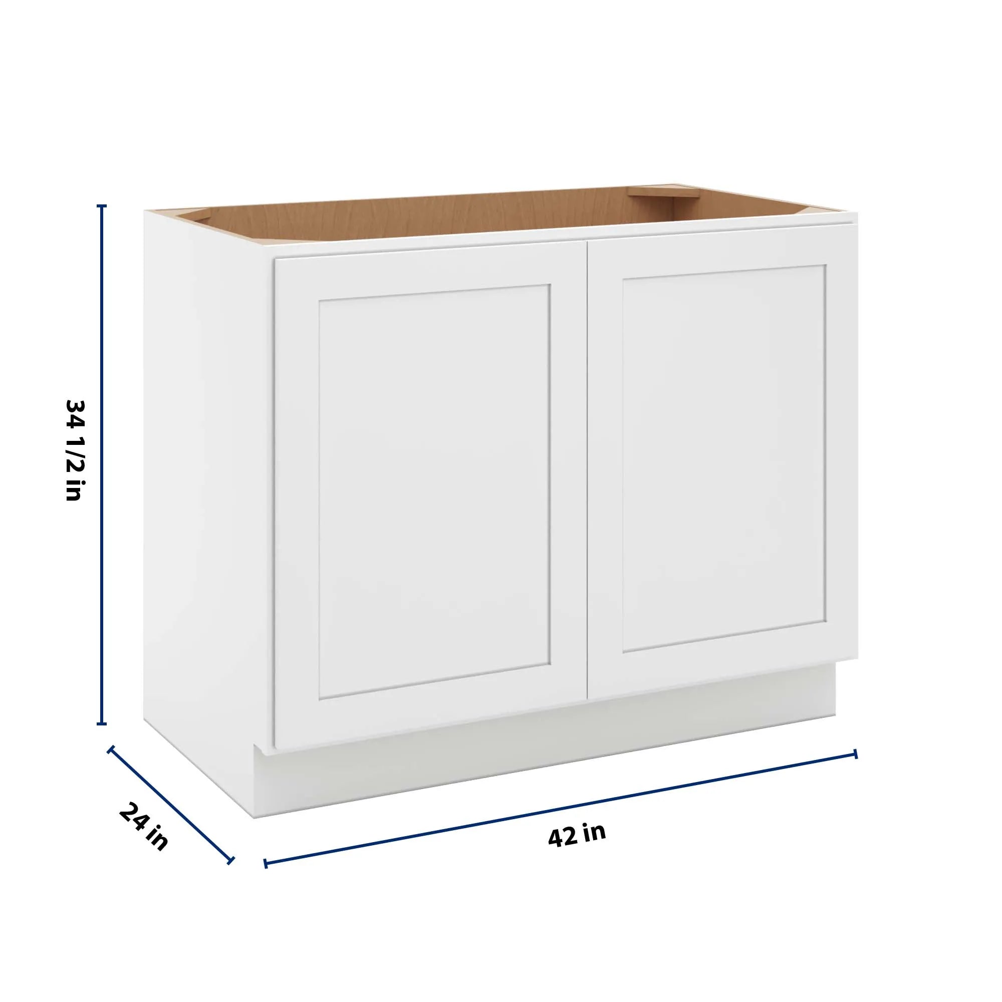 cnc luxor 5 piece white 42 w full height double door base cabinet