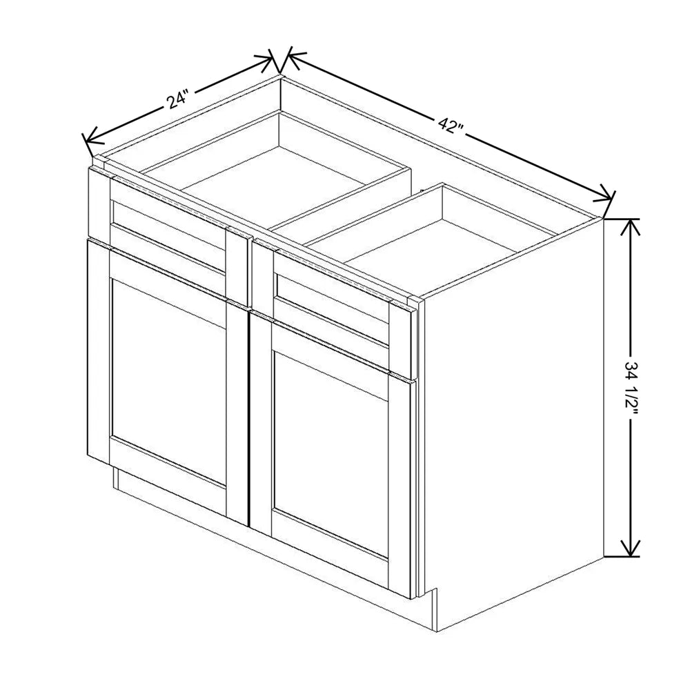 J&K White Shaker S8 Double Door Standard Base Cab - 42" W