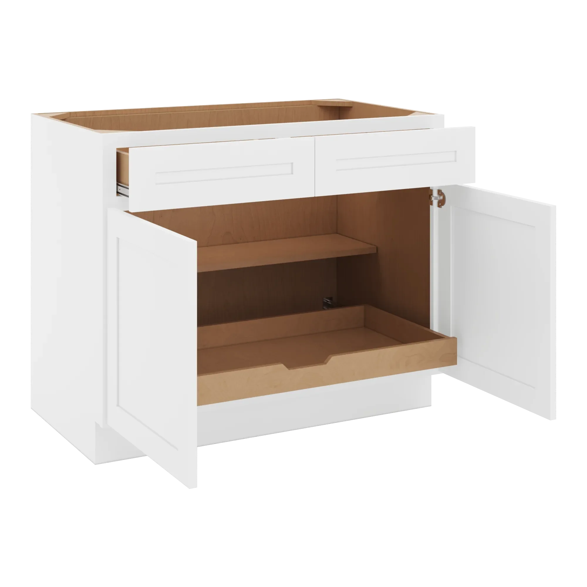 cnc luxor 5 piece white 42 w 2 drawer double door base cabinet w 1 pullout shelf