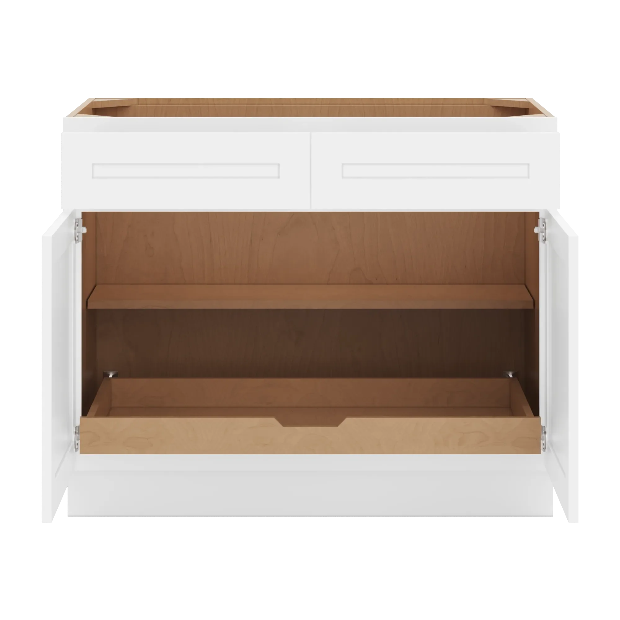 cnc luxor 5 piece white 42 w 2 drawer double door base cabinet w 1 pullout shelf