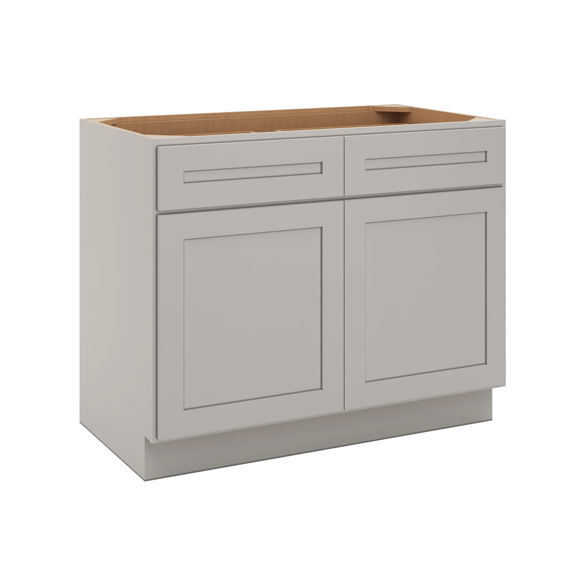 CNC Luxor 5-Piece Misty Grey 42" W 2 Drawer Double Door Base Cabinet W/ 2 Pullout Shelf