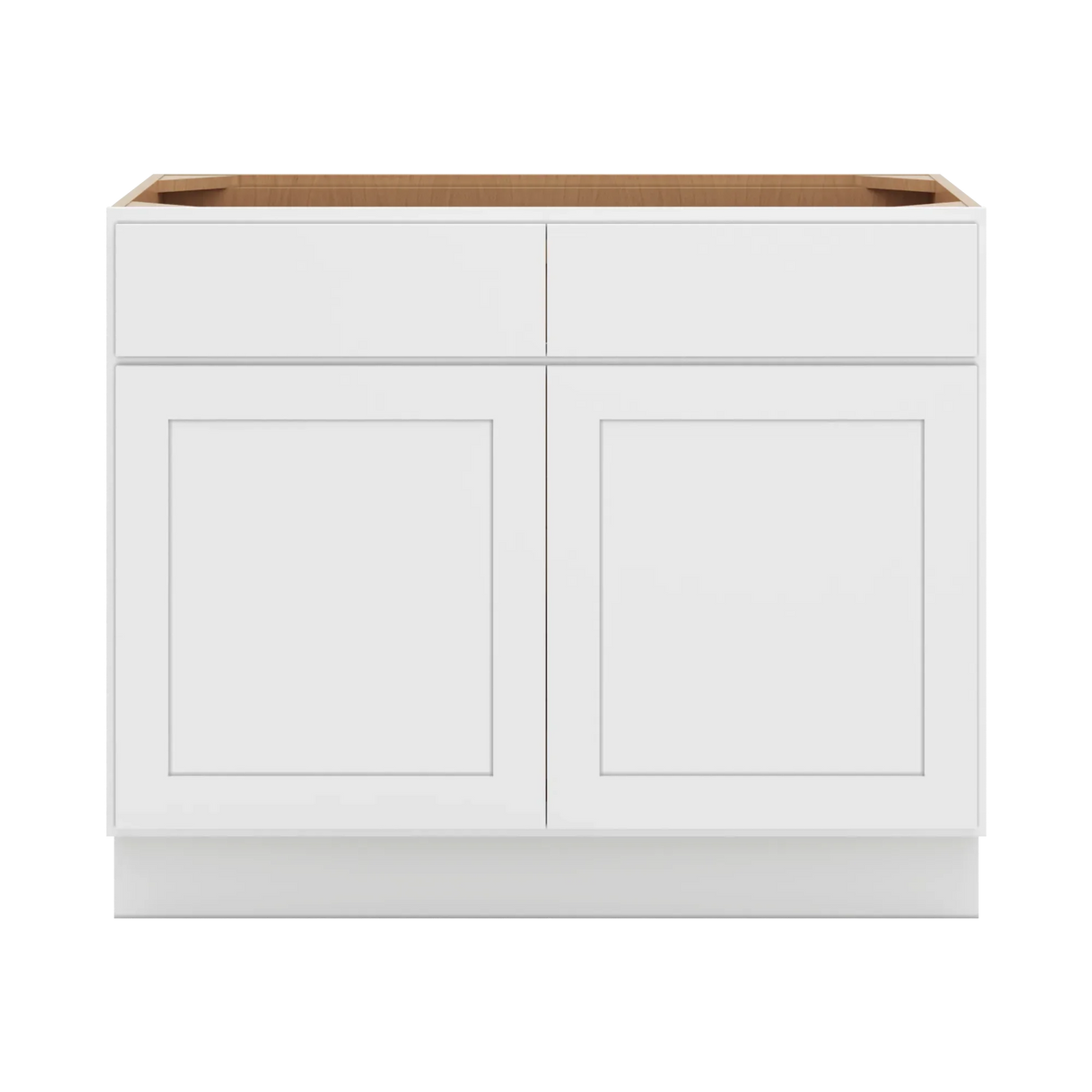 cnc luxor white 42 w 2 drawer double door base cabinet w 2 pullout shelf