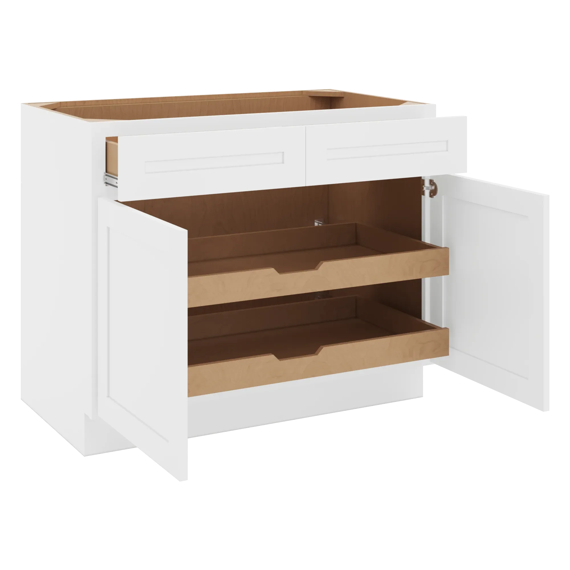 cnc luxor 5 piece white 42 w 2 drawer double door base cabinet w 2 pullout shelf