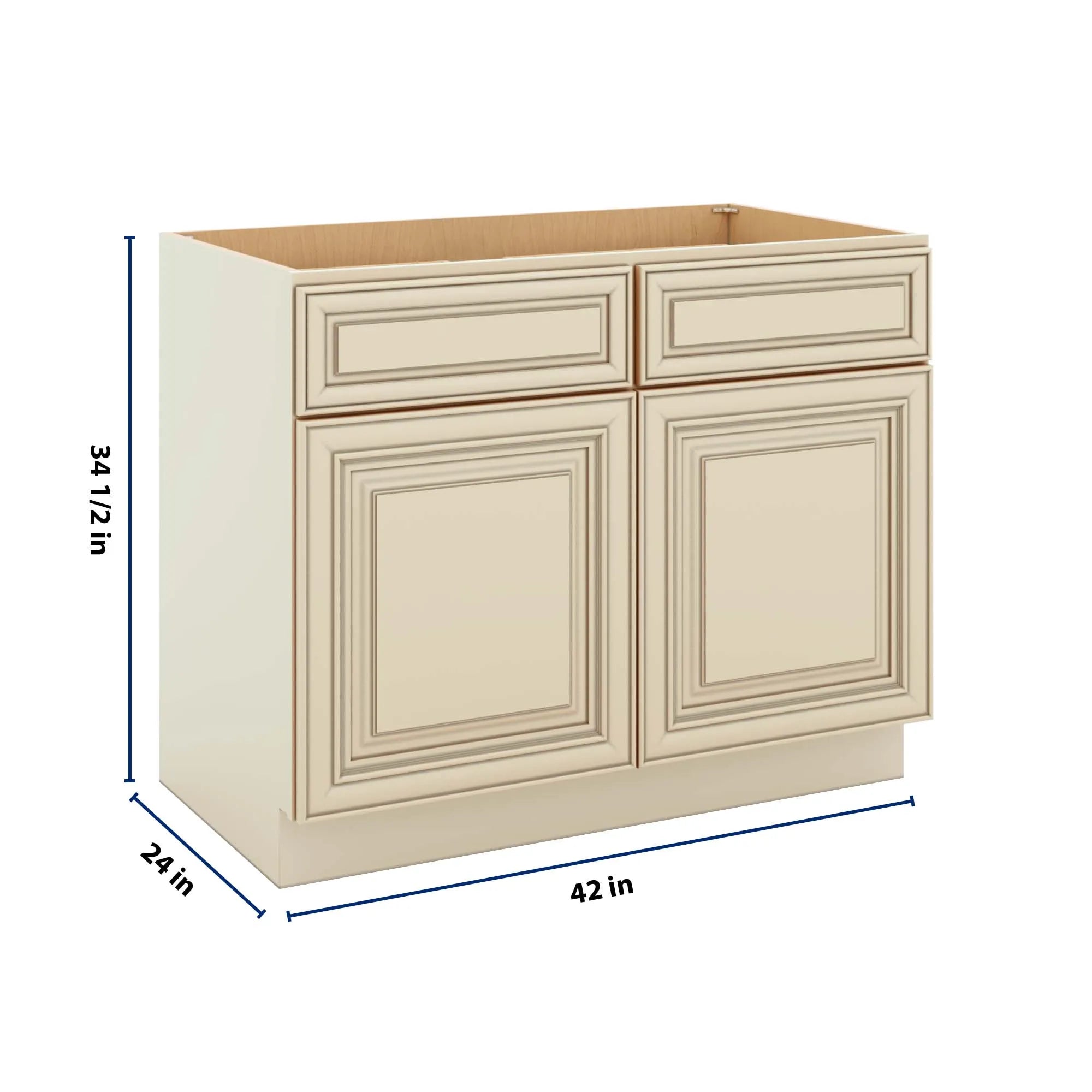 J&K Creme Glazed A7 Double Door Standard Base Cab - 42" W