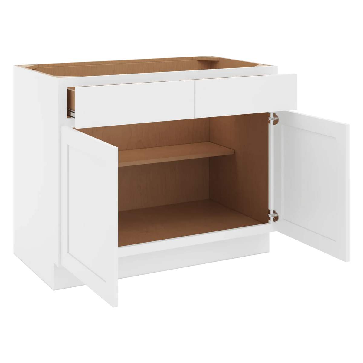cnc luxor white 42 w 2 drawer double door base cabinet