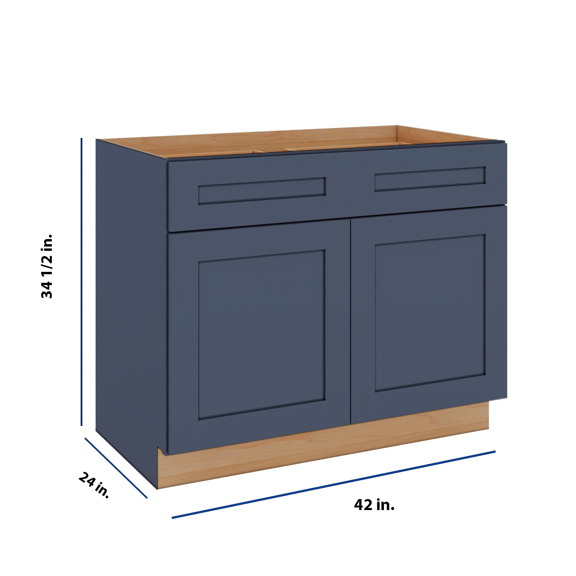 Modernform Cabinet Signature Blue 42" W X 34 1/2" H X 24" D Double Door Base Cabinet