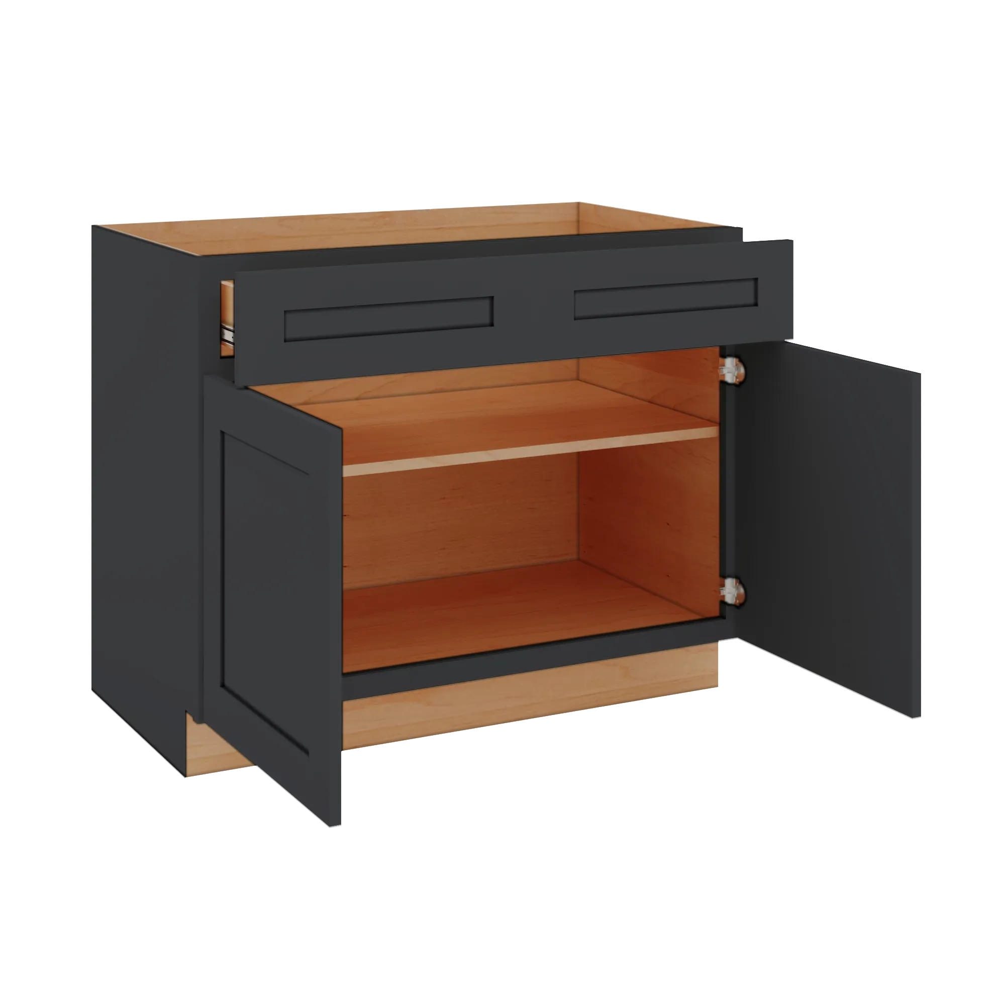 Modernform Cabinet Onyx Black Shaker 42" W X 34 1/2" H X 24" D Double Door Base Cabinet