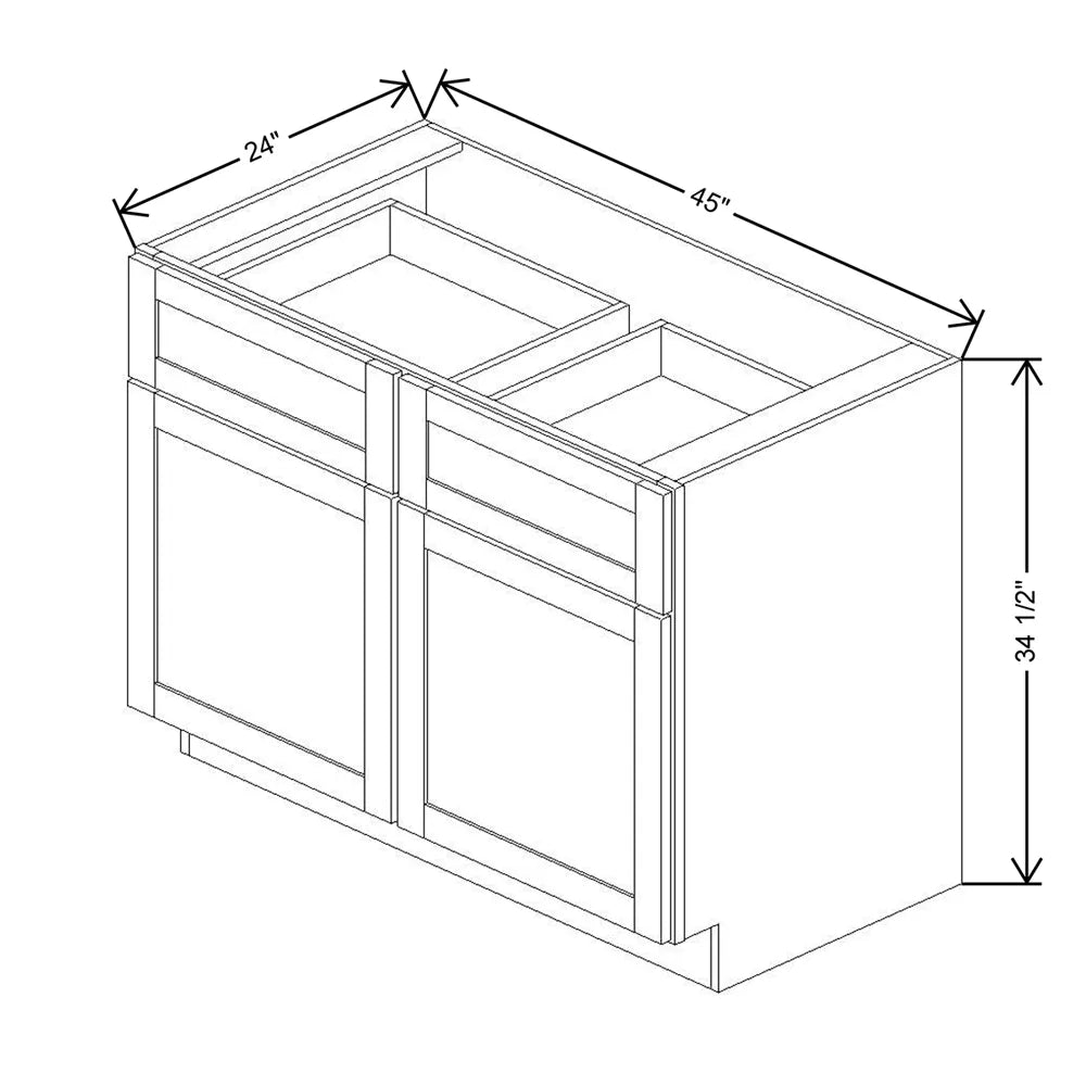 Kitchen Cabinet Distributors Essential White Double Door Standard Base Cabinet - 45" W