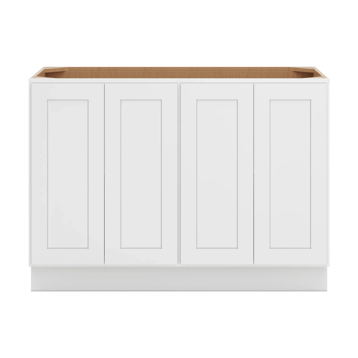 cnc luxor white 48 w full height four door base cabinet w 2 pullout shelf