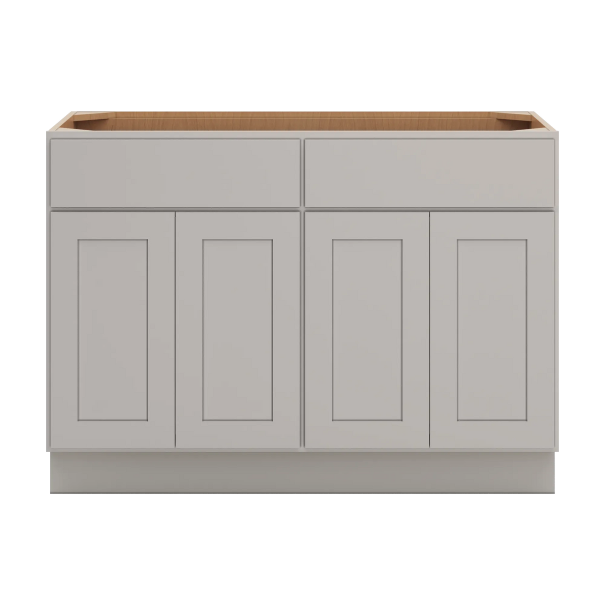 cnc luxor misty grey 48 w 2 drawer four door base cabinet w 2 pullout shelf