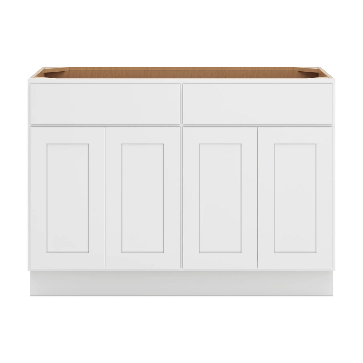 cnc luxor white 48 w 2 drawer four door base cabinet w 2 pullout shelf