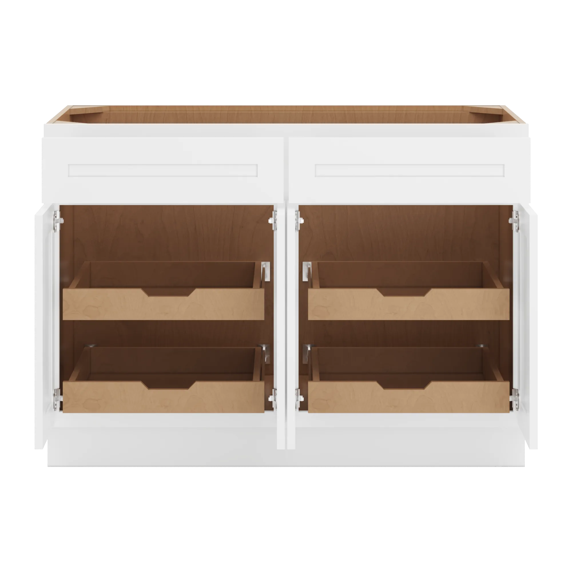 cnc luxor 5 piece white 48 w 2 drawer four door base cabinet w 2 pullout shelf