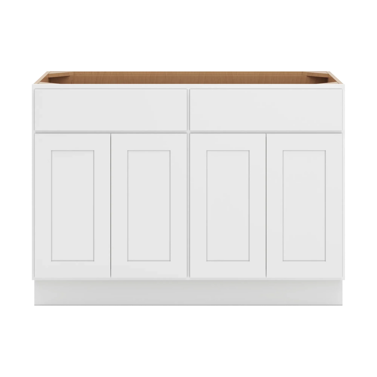 cnc luxor white 48 w 2 drawer four door base cabinet w 4 pullout shelf