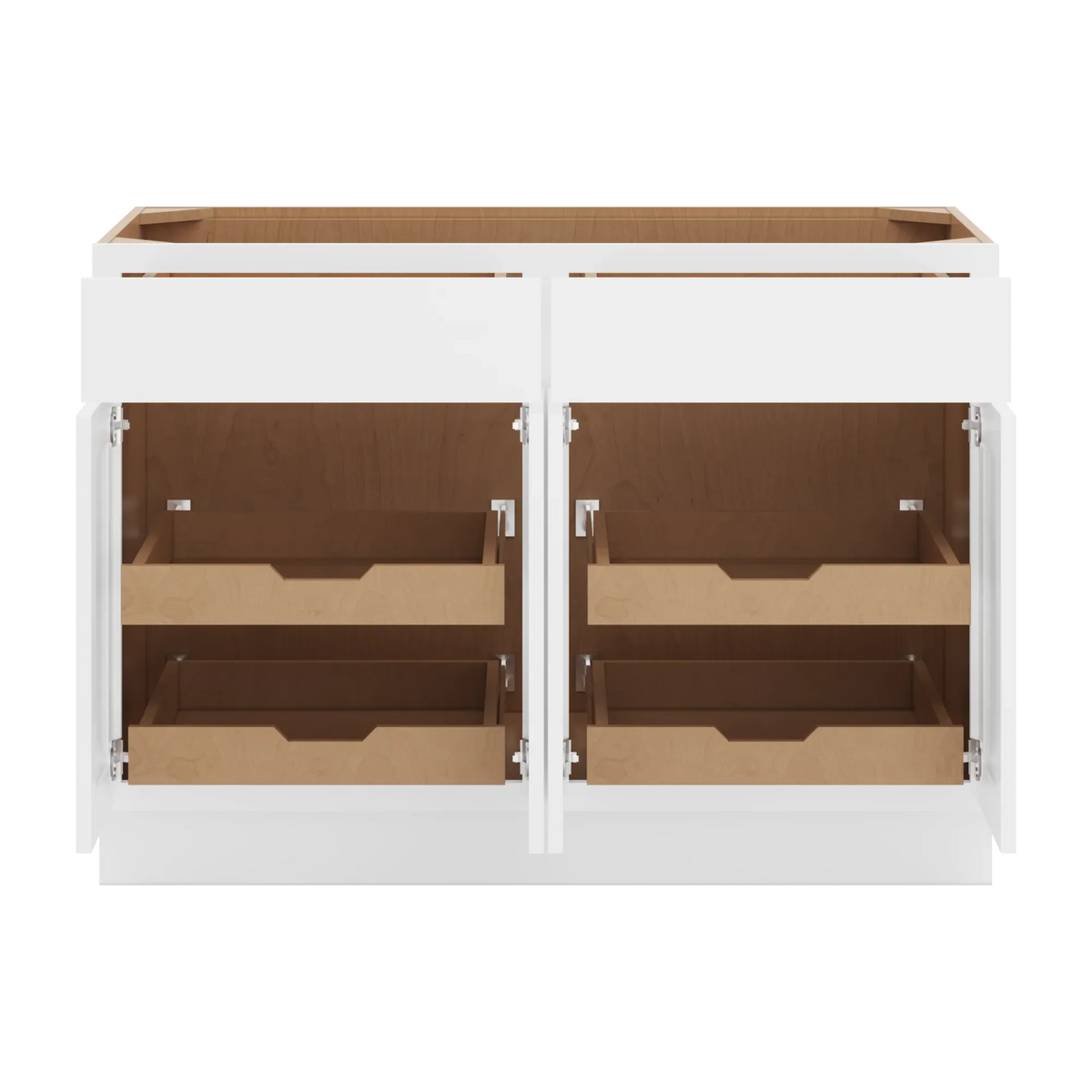 cnc luxor white 48 w 2 drawer four door base cabinet w 4 pullout shelf