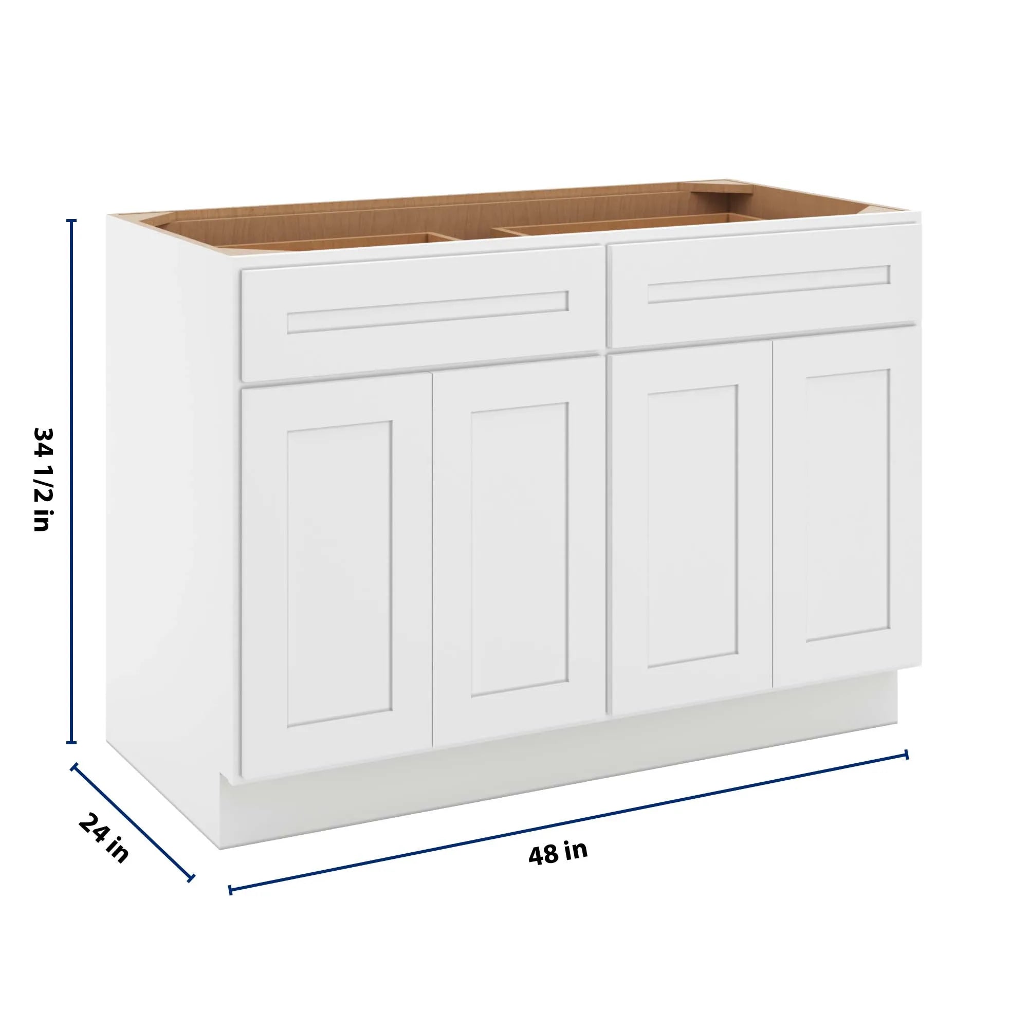 cnc luxor 5 piece white 48 w 2 drawer four door base cabinet