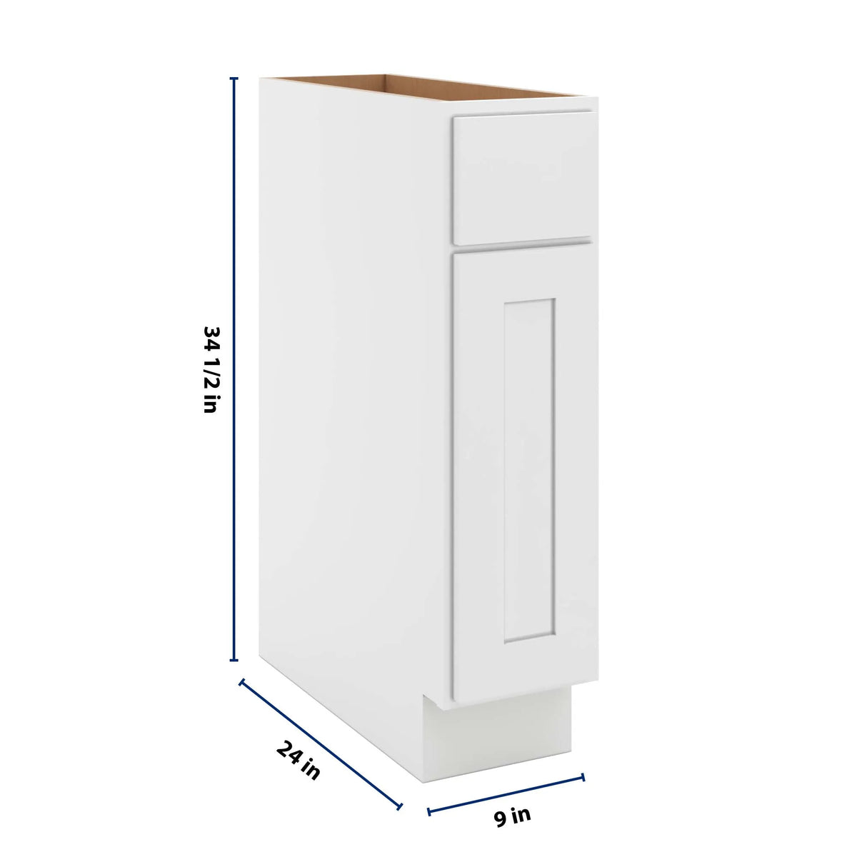 cnc luxor white 09 w single door base cabinet