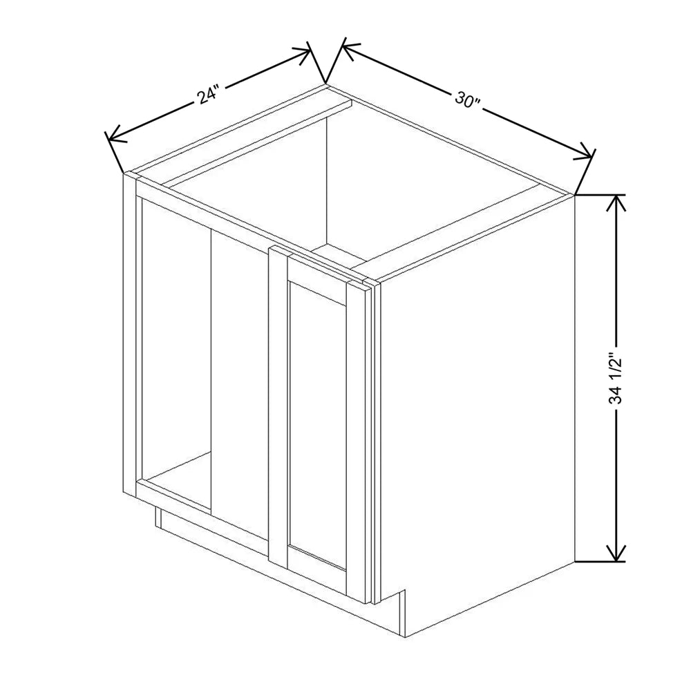 Kitchen Cabinet Distributors Shaker Designer White 5PC Blind Base Cab for 36" to 39" Space - 30" W