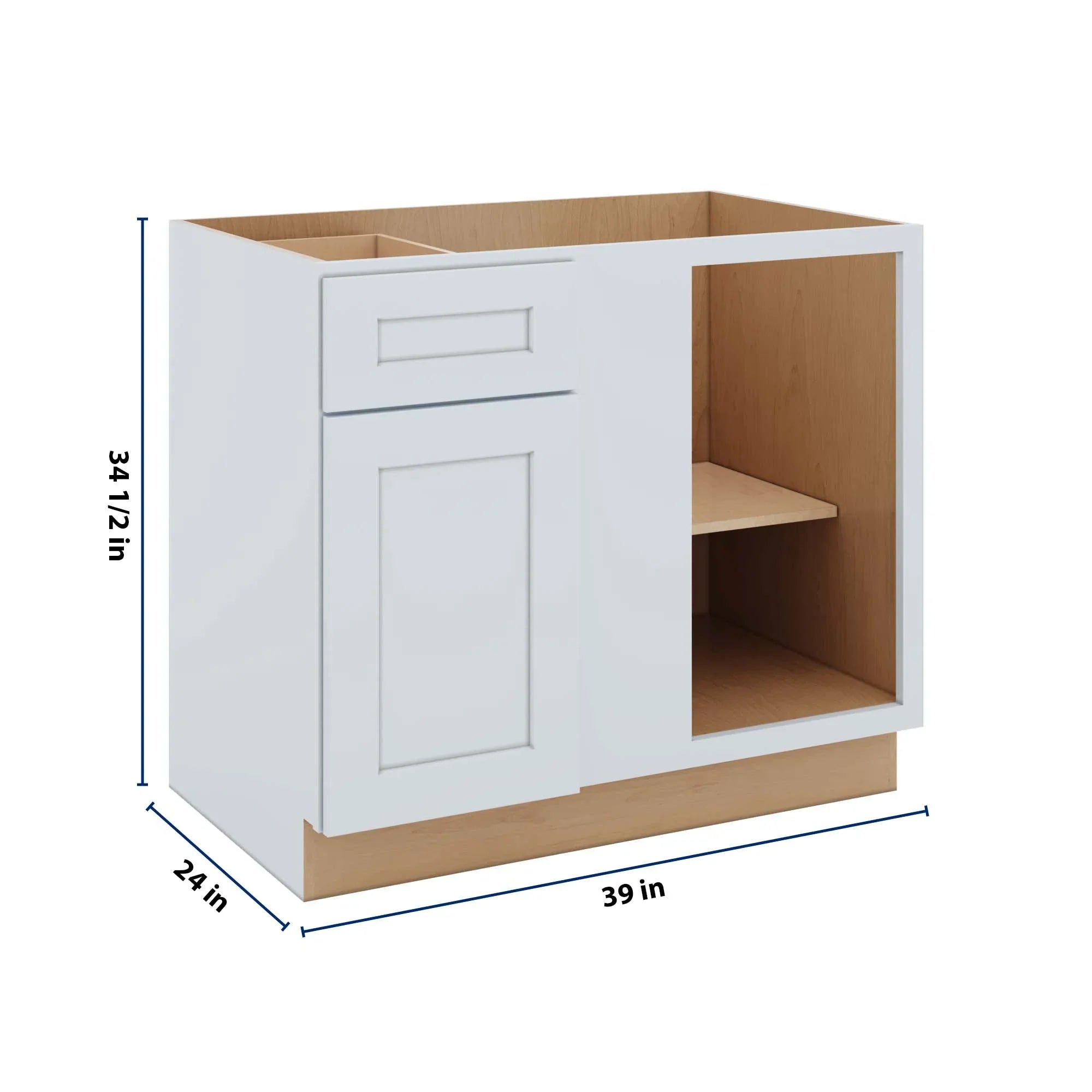J&K White Shaker S8 Base Blind Corner - 39"W