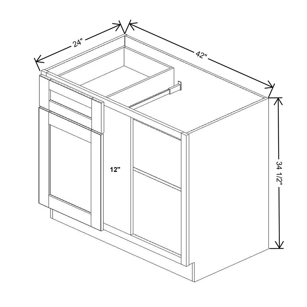 J&K White Shaker S8 Base Blind Corner - 42" W