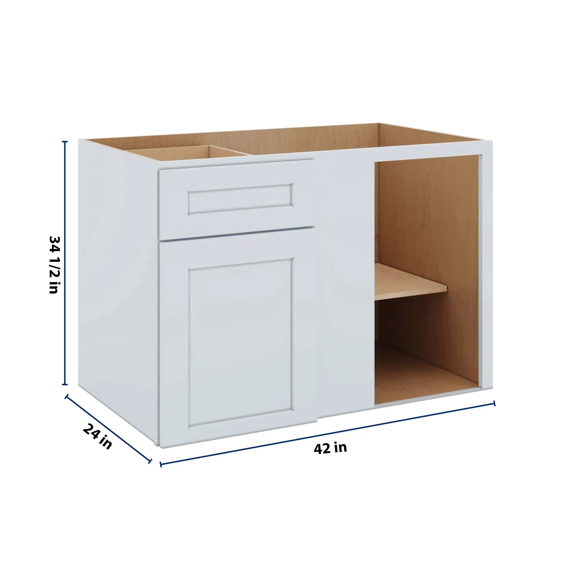 J&K White Shaker S8 Base Blind Corner - 42" W