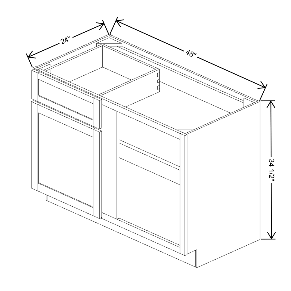 Wolf Classic Dartmouth Dark Sable Stain 48"W Base Blind Cabinet