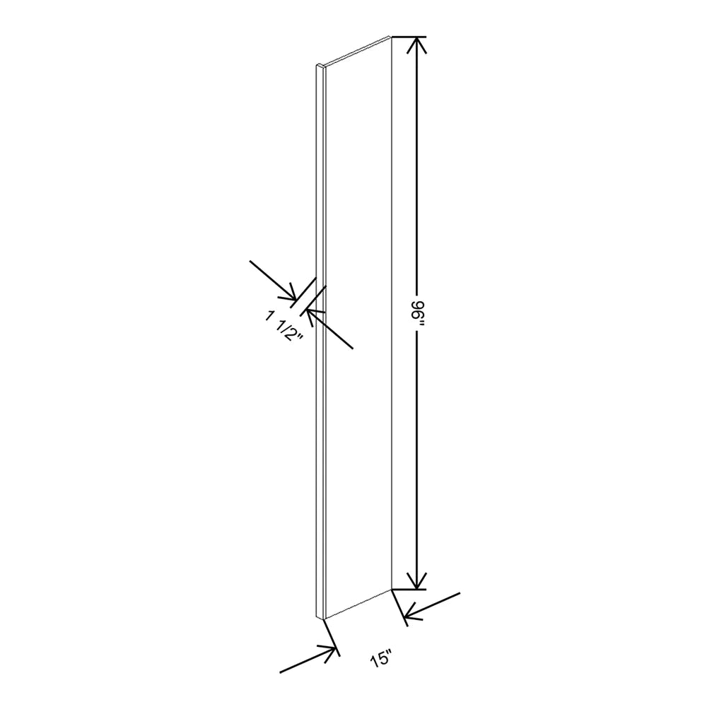 Kitchen Cabinet Distributors Shaker Designer White Bookcase End Panel - 1.5" W x 96" H x 15" D