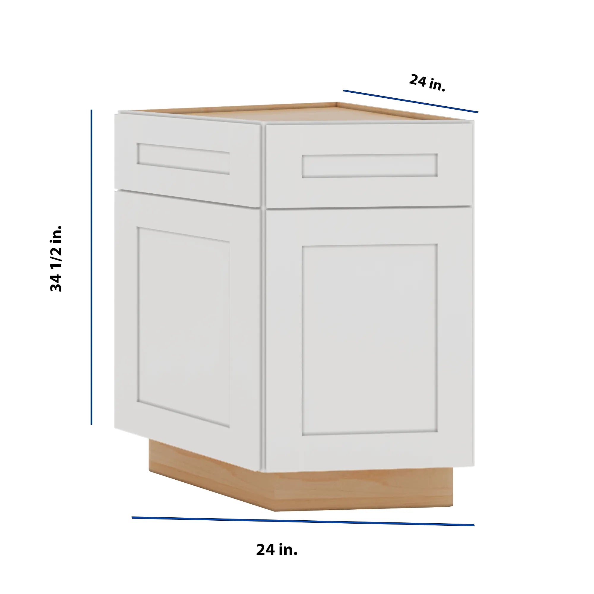Modernform Cabinet White Shaker 24" W X 34 1/2" H X 24" D Base End Corner Cabinet