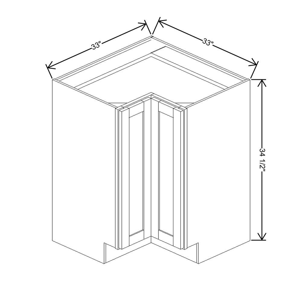 Wolf Classic Dartmouth 5-piece Pewter Paint 33"W Base Corner Full H Door Easy Reach Cabinet