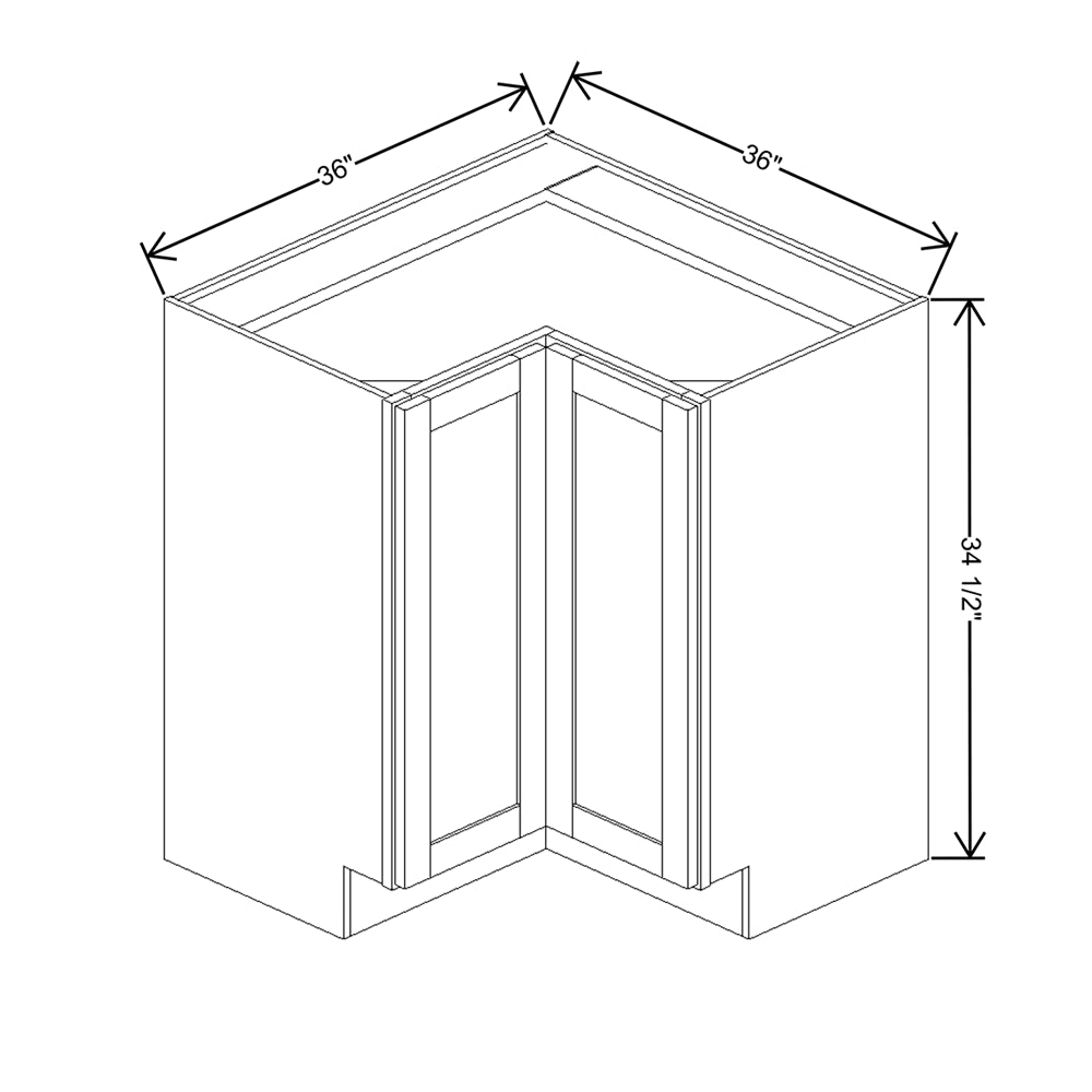 Wolf Classic Dartmouth 5-piece Pewter Paint 36"W Base Corner Full H Door Easy Reach Cabinet