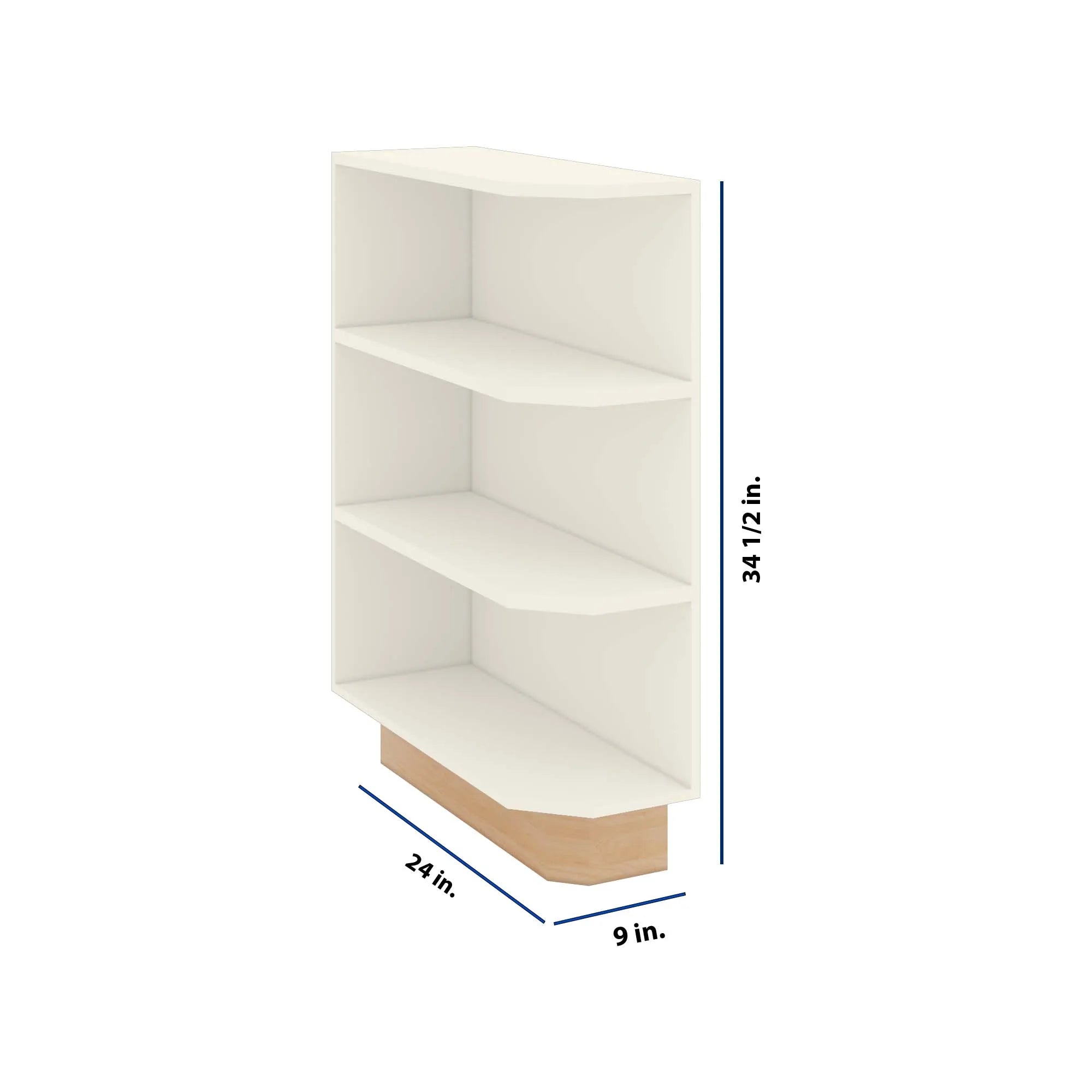 Modernform Cabinet Slim Dove White 09" W X 34 1/2" H X 24" D Base End Open Shelf