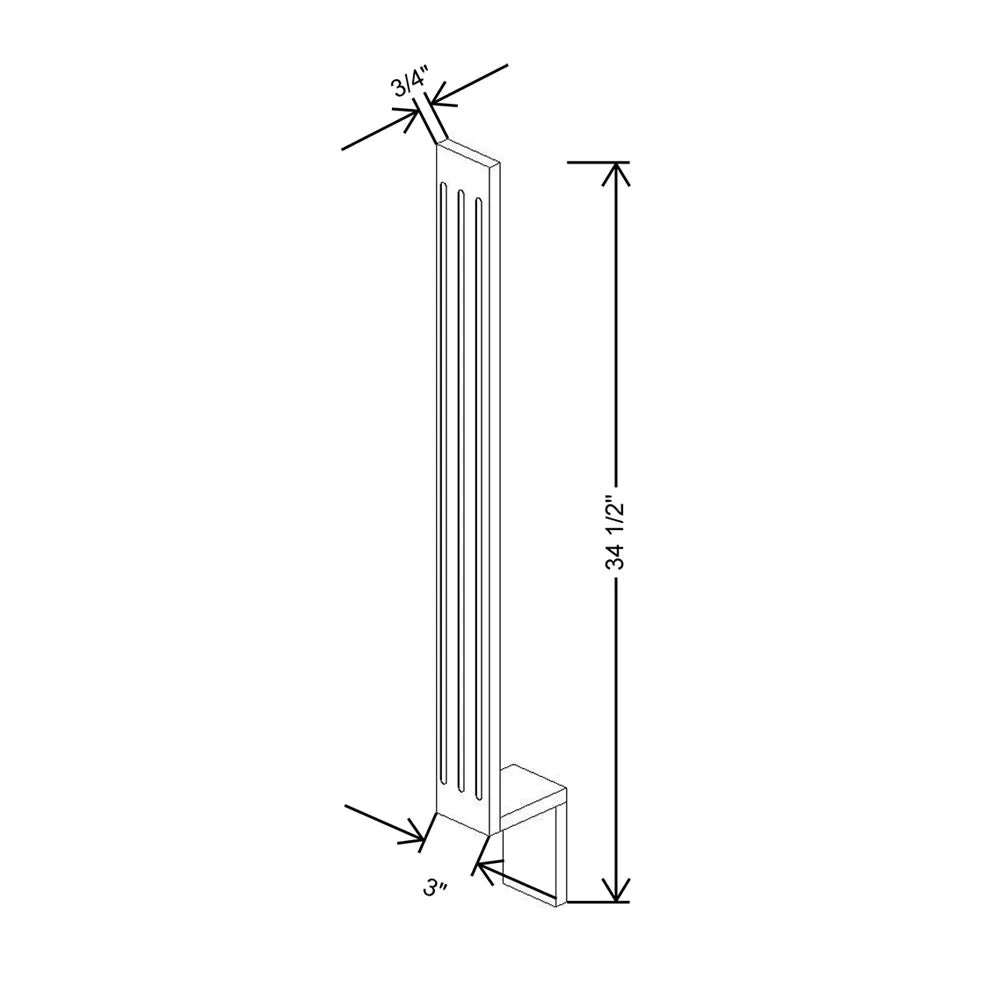 Kitchen Cabinet Distributors Shaker Designer White 5PC Fluted Base Filler (3x34.5)