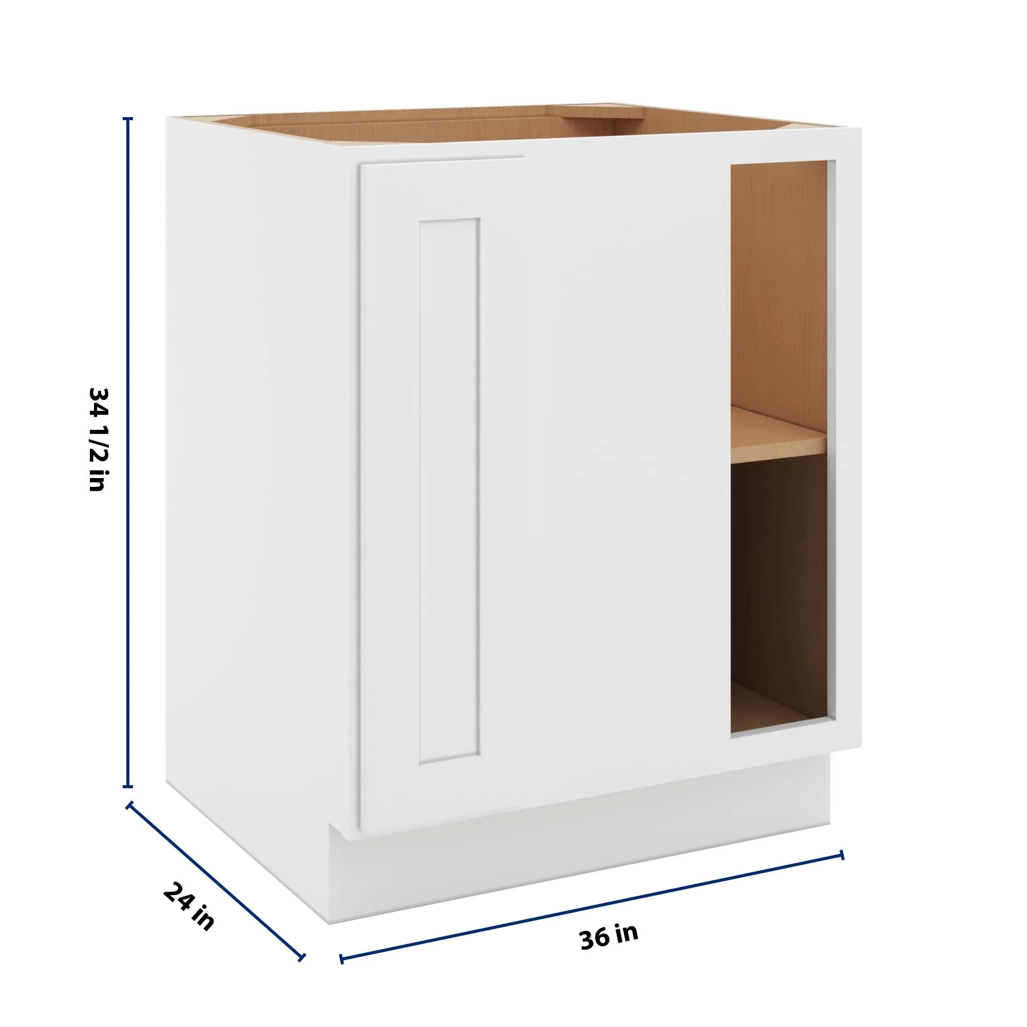 cnc luxor 5 piece white 36 to 39 w x 34 1 2 h full height blind base cabinet