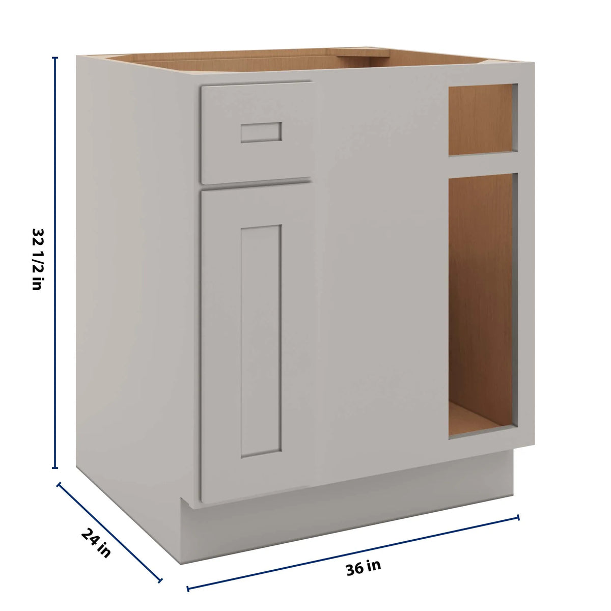 CNC Luxor 5-Piece Misty Grey 36 To 39" W X 32 1/2" H Blind Base Cabinet