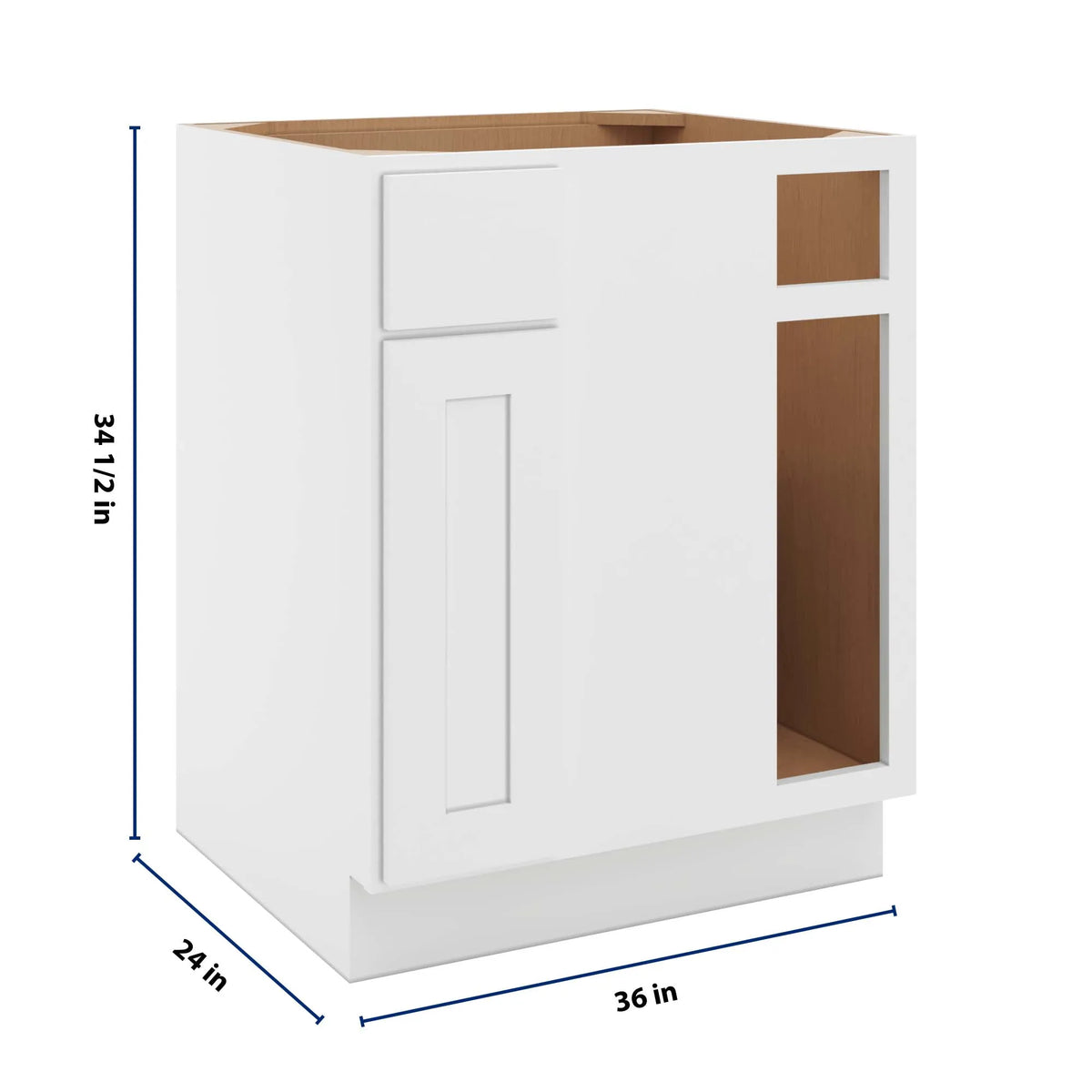 cnc luxor white 36 to 39 w x 34 1 2 h blind base cabinet