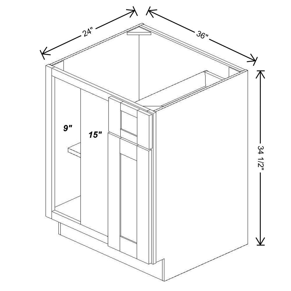 Fabuwood Quest Metro Java Blind Corner Base 36"D Shaker Cabinet