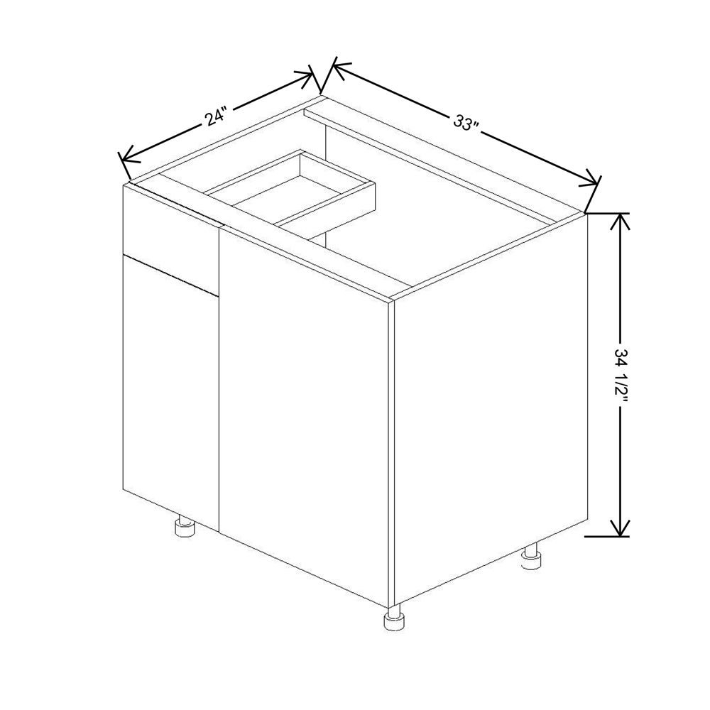 Fabuwood Illume Catalina Olmo 3 39" to 42"W Blind Base With Drawer