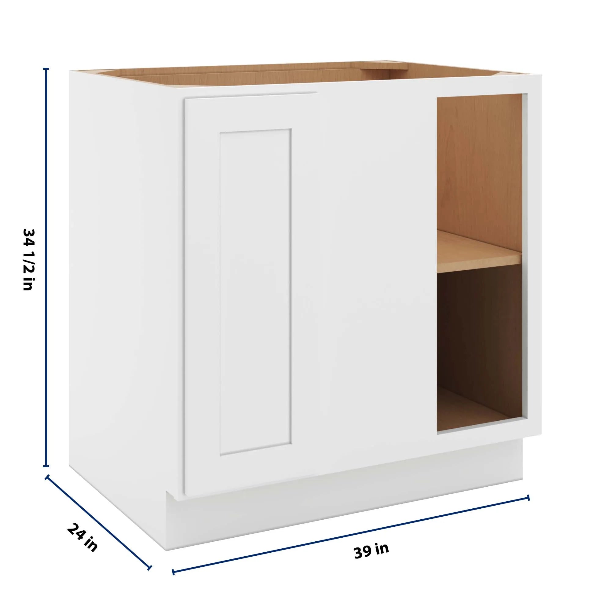 cnc luxor 5 piece white 39 to 42 w x 34 1 2 h full height blind base cabinet