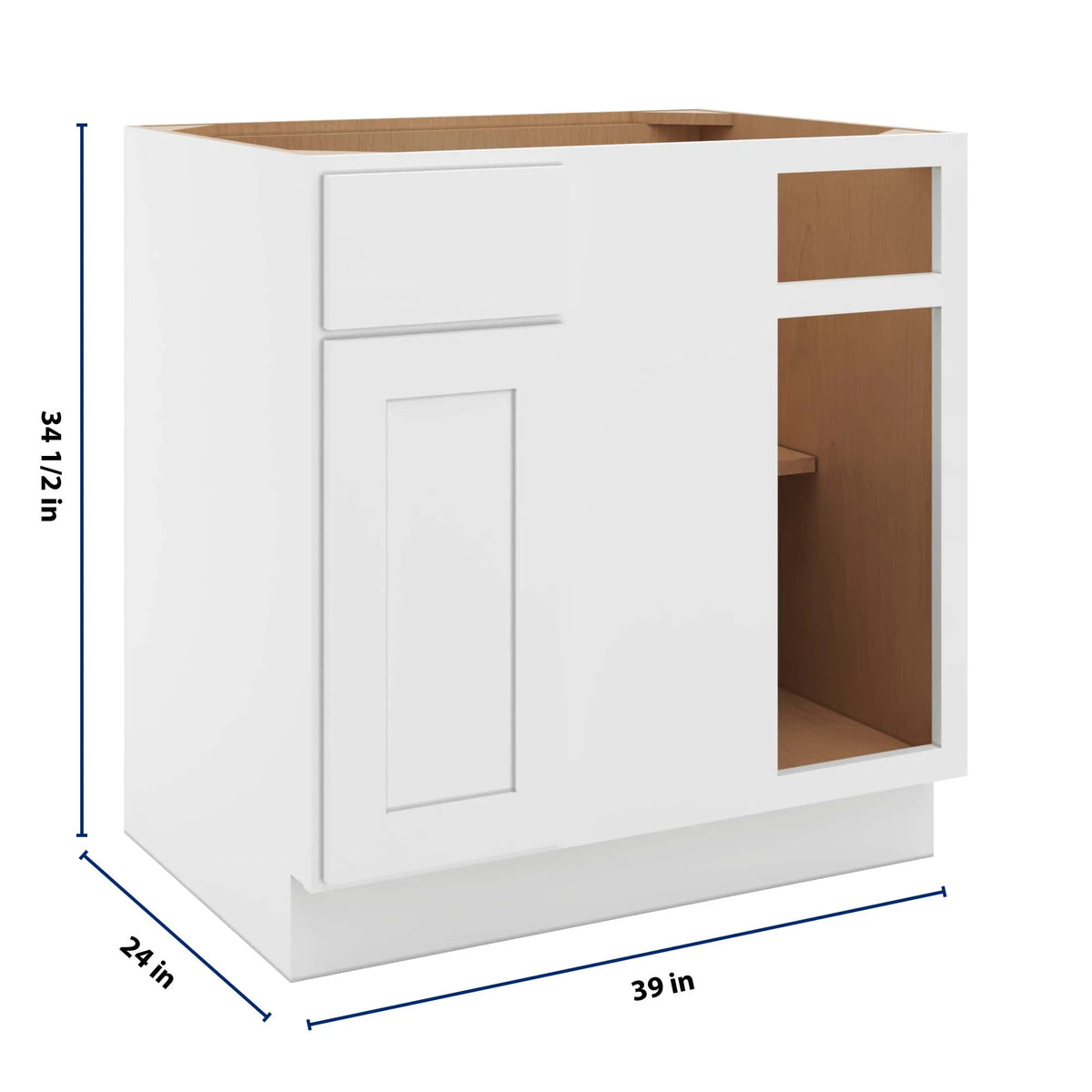 cnc luxor white 39 to 42 w x 34 1 2 h blind base cabinet