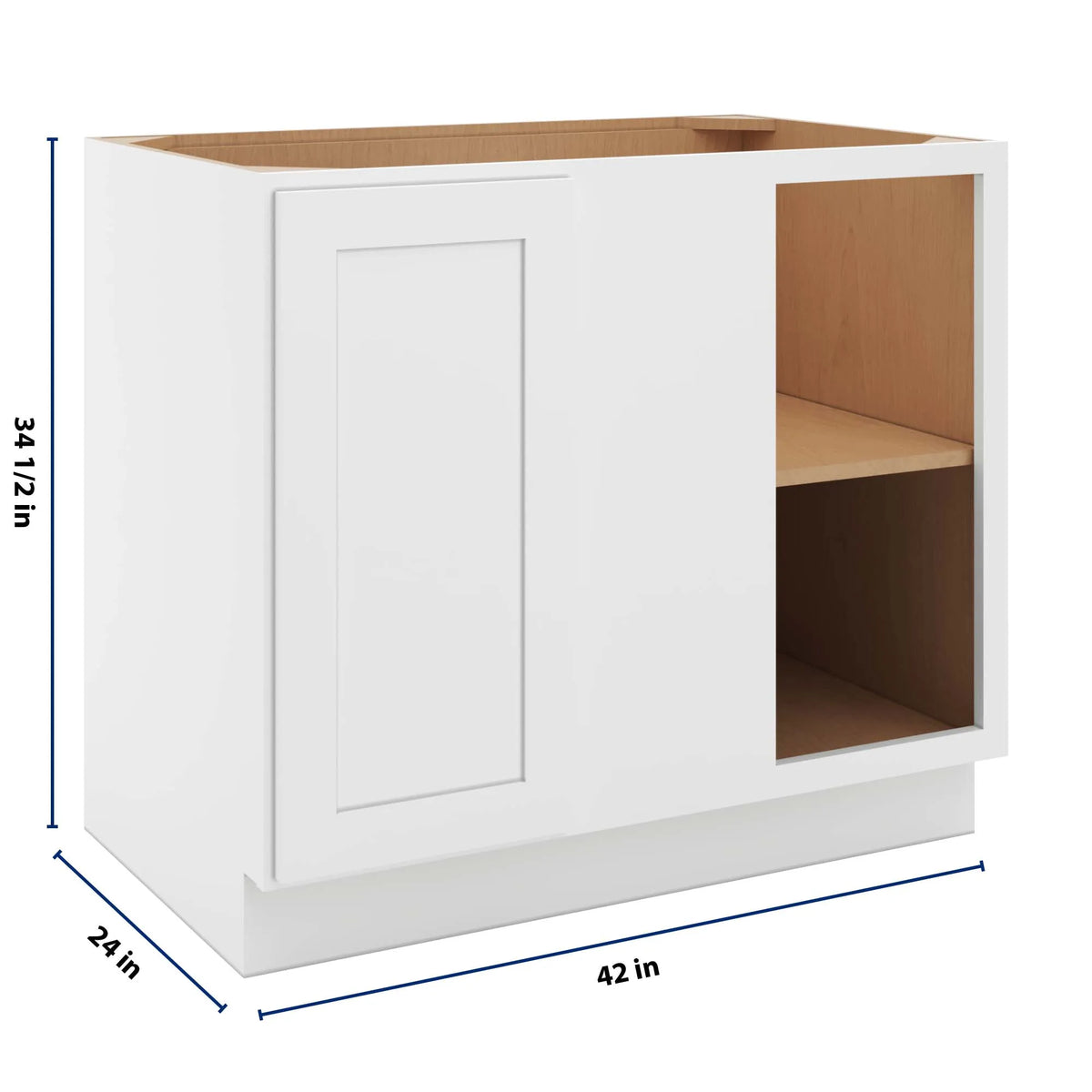 cnc luxor white 42 to 45 w x 34 1 2 h full height blind base cabinet