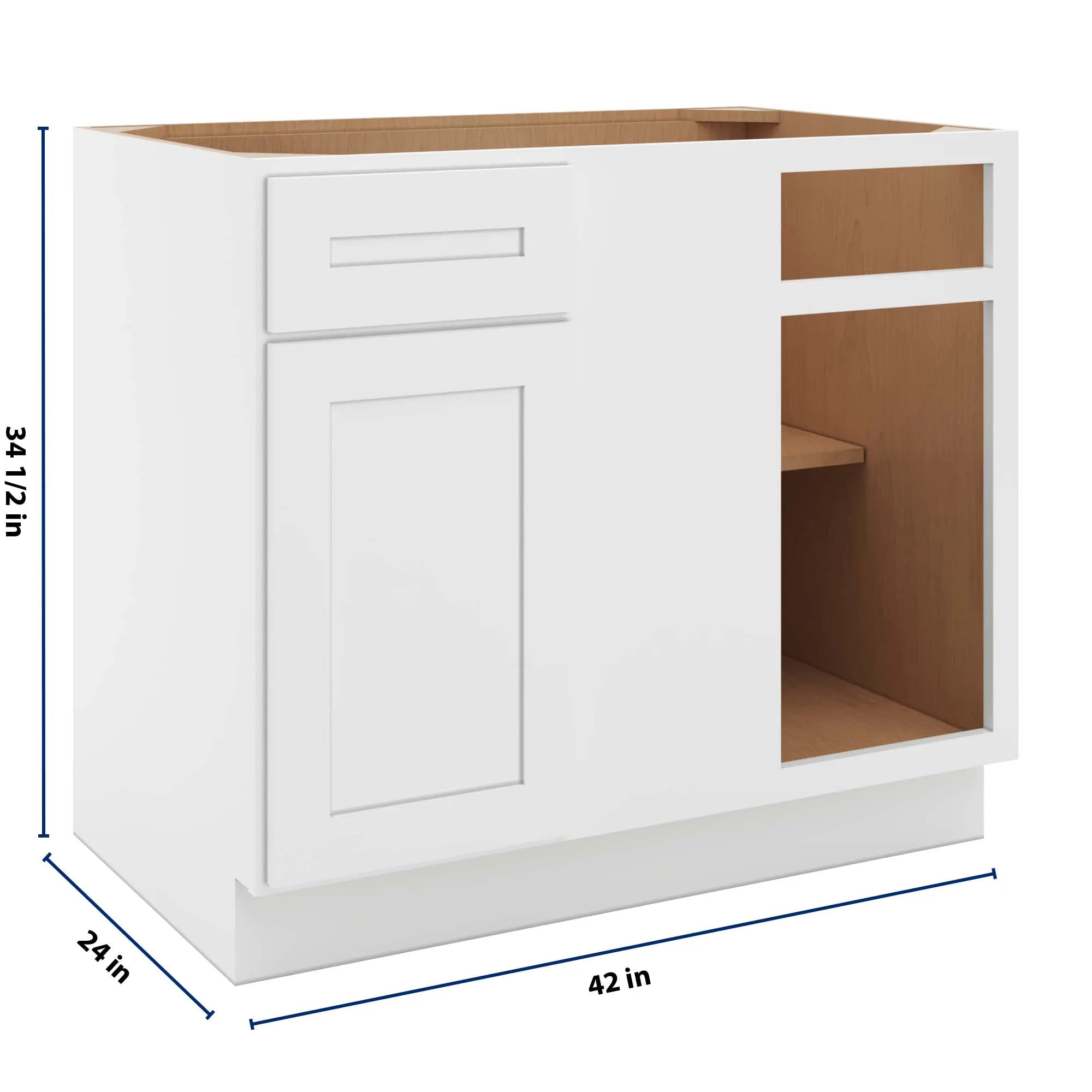 cnc luxor 5 piece white 42 to 45 w x 34 1 2 h blind base cabinet