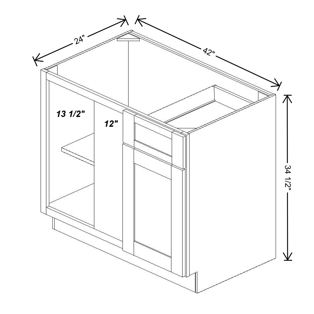 Fabuwood Allure Galaxy Cobblestone Blind Corner Base 42"D Shaker Cabinet